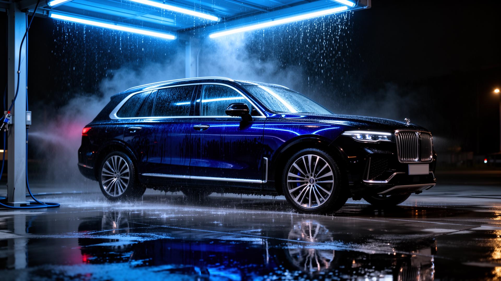 Luxury SUV being washed at TRANSWASH